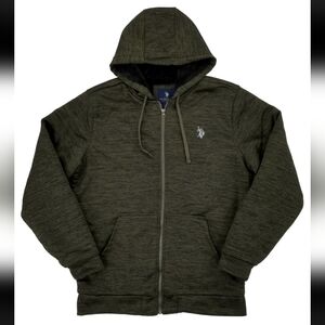 U.S. Polo Assn. Mens Big & Tall Heather Green Fleece Lined Zip Hoodie 4XLT